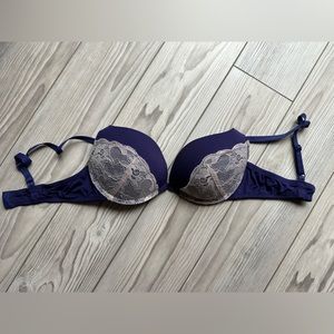 Navy 34B Padded push up No Secret Lace Bra